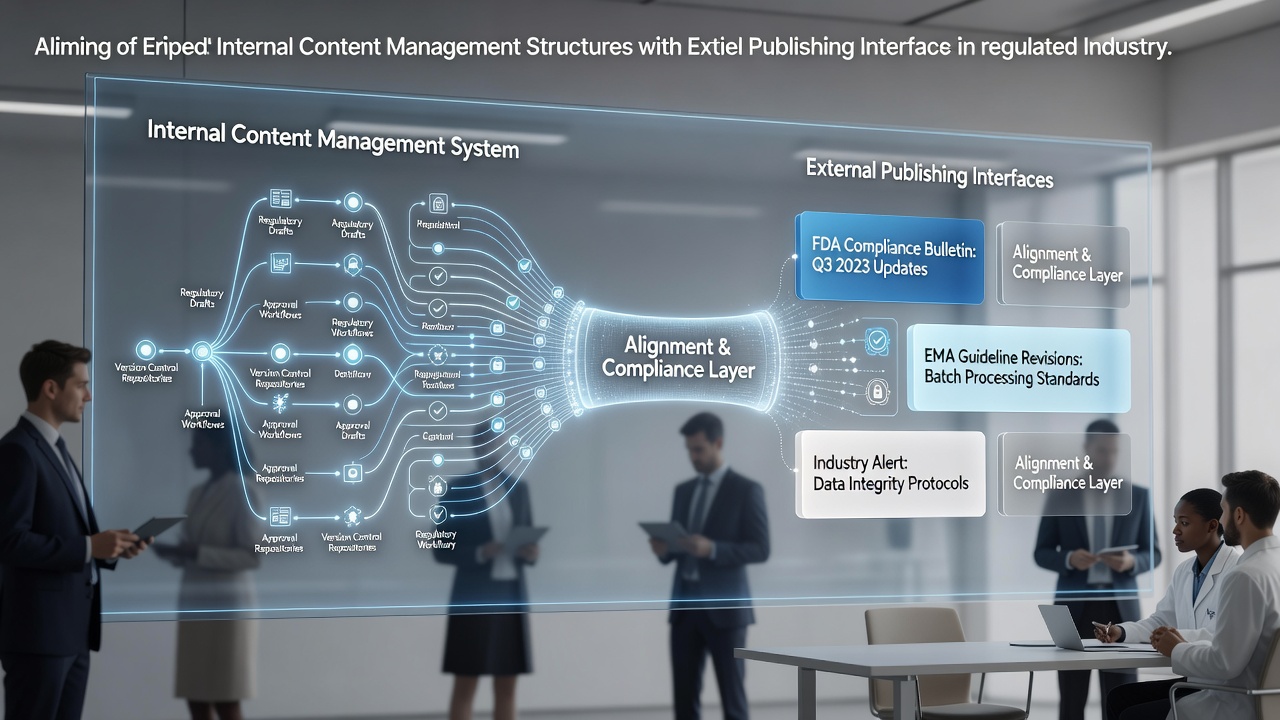 Alignering van contentmanagementsystemen met externe publicatie-interfaces voor updates in gereguleerde sectoren